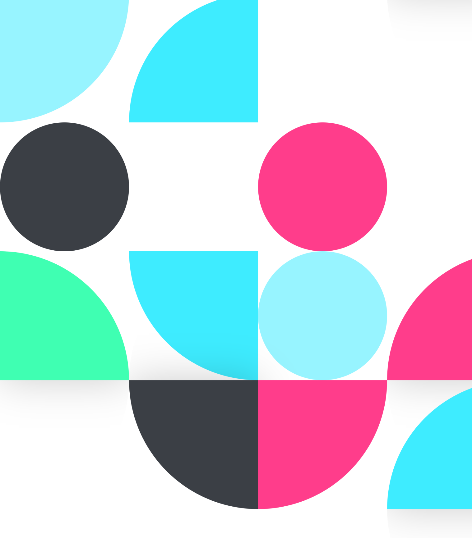 Colourful picture with circles and quarter circles